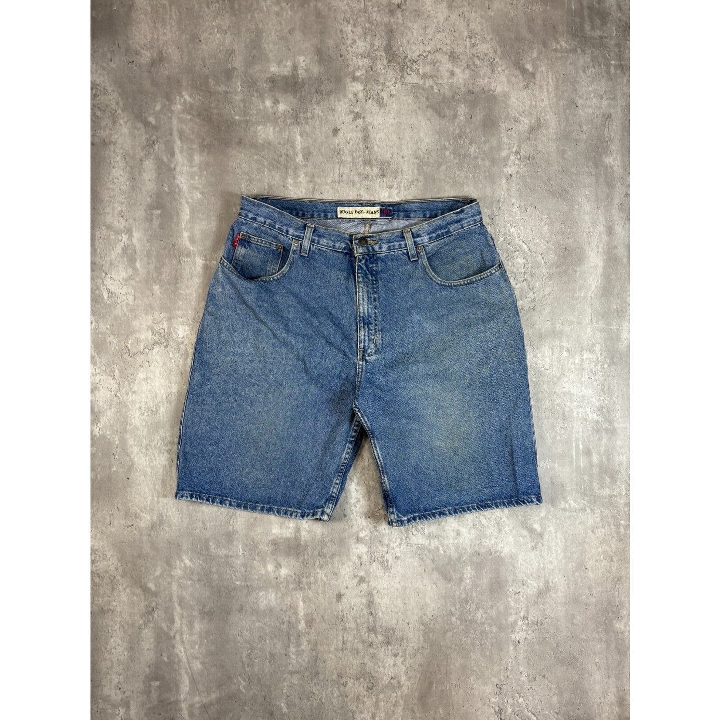 Vintage Bugle Boys Jeans Medium Wash Denim Shorts Size 35 Blue