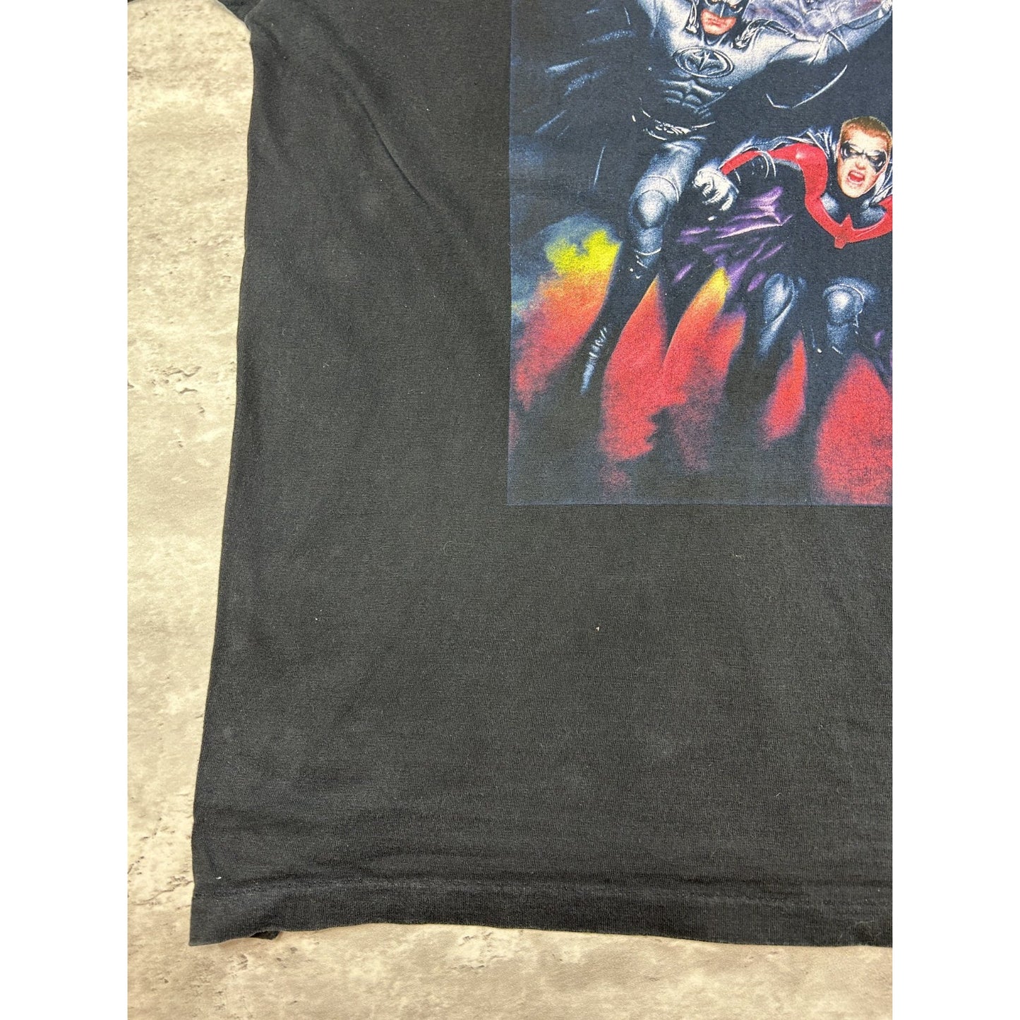 Vintage 90s Batman & Robin Heroes & Villains Movie Promo Graphic T-Shirt Large