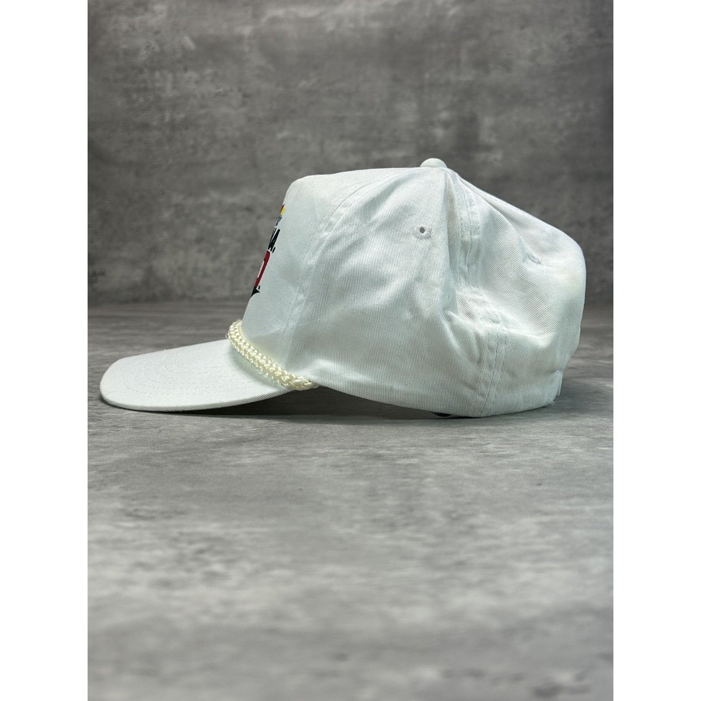 Vintage 1996 Daytona 500 Graphic Spellout Nascar Snapback Hat OSFA White