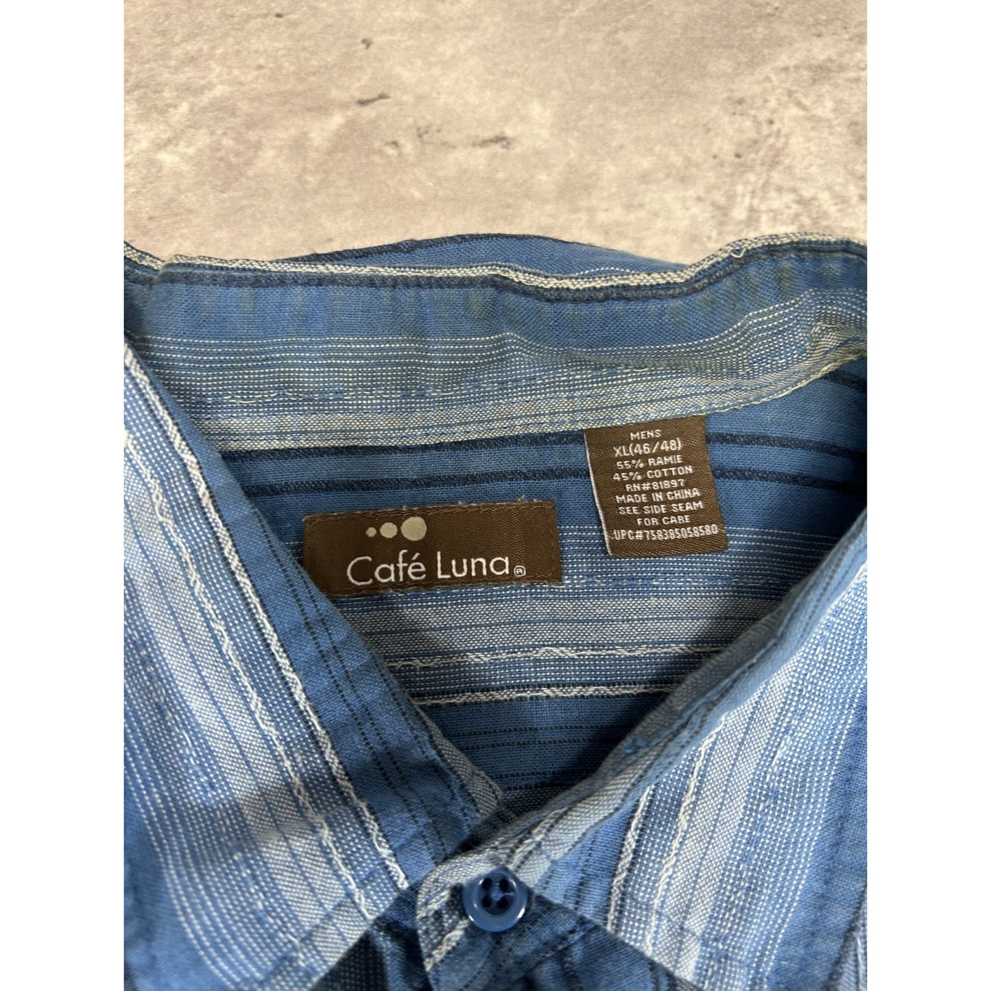 Cafe Luna Striped Print Short Sleeve Reworked Cropped Button Up Shirt Size XL