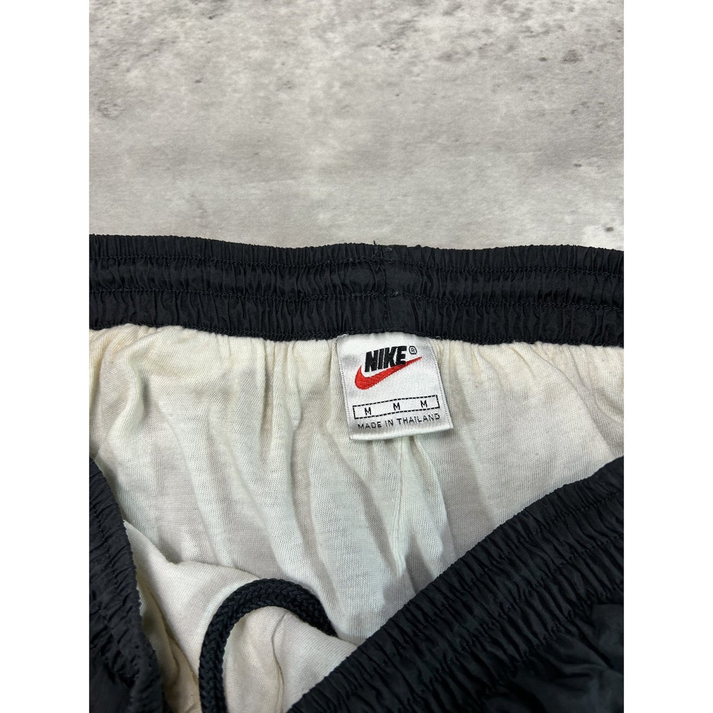 Vintage 90s Nike Tonal Embroidered Swoosh Nylon Track Pants Size Medium Black