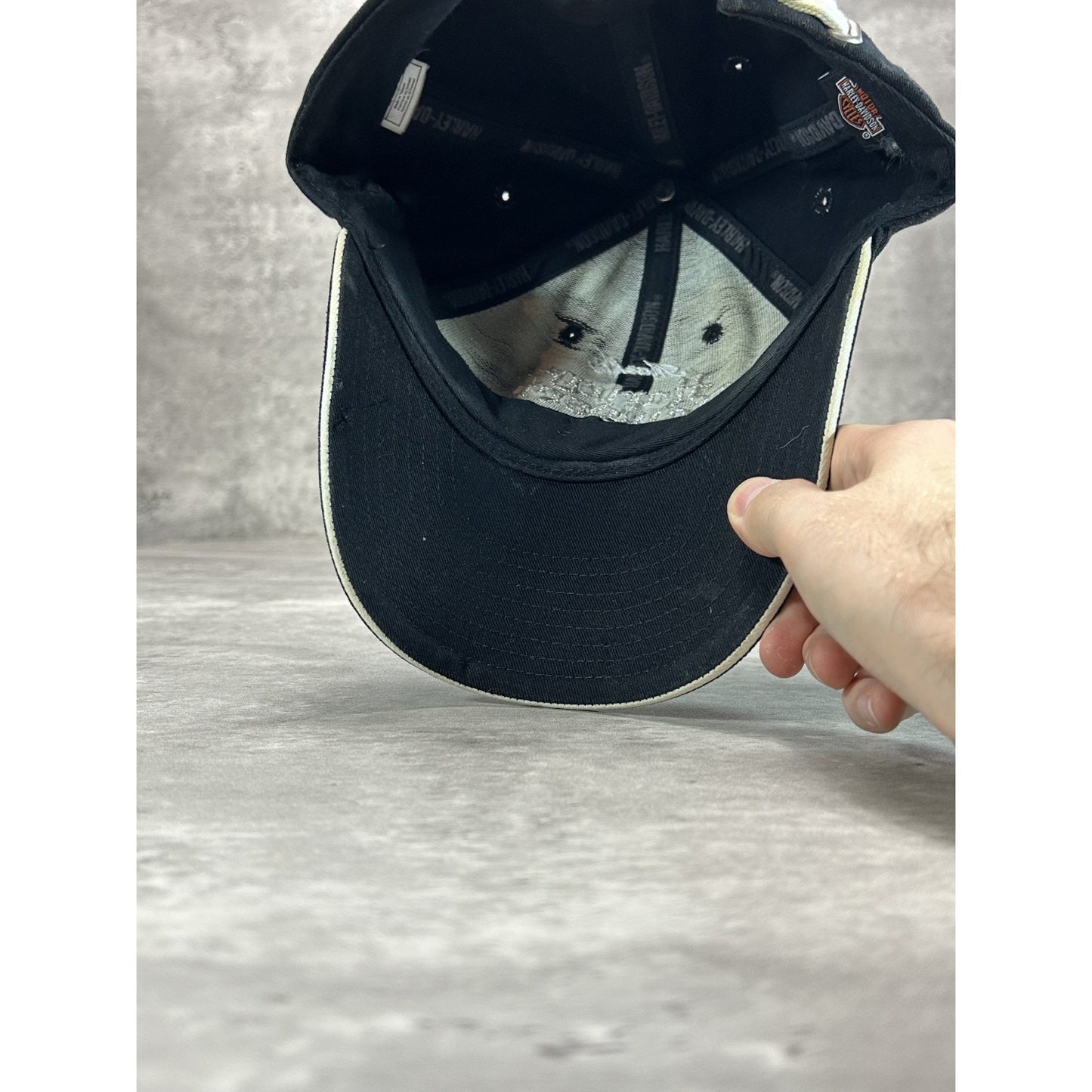 Vintage Harley Davidson Motorcycles Embroidered Spellout Strapback Hat OSFA