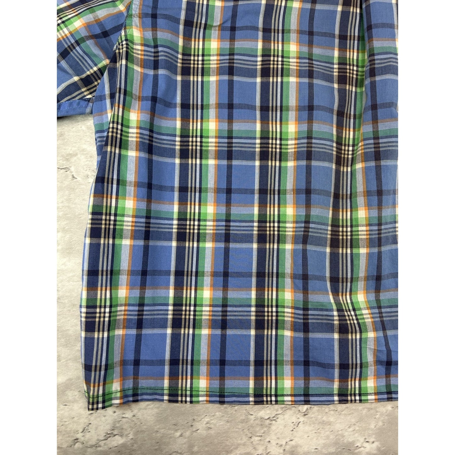 Vintage Chaps Plaid Print Short Sleeve Reworked Cropped Button Up Shirt Sz XL