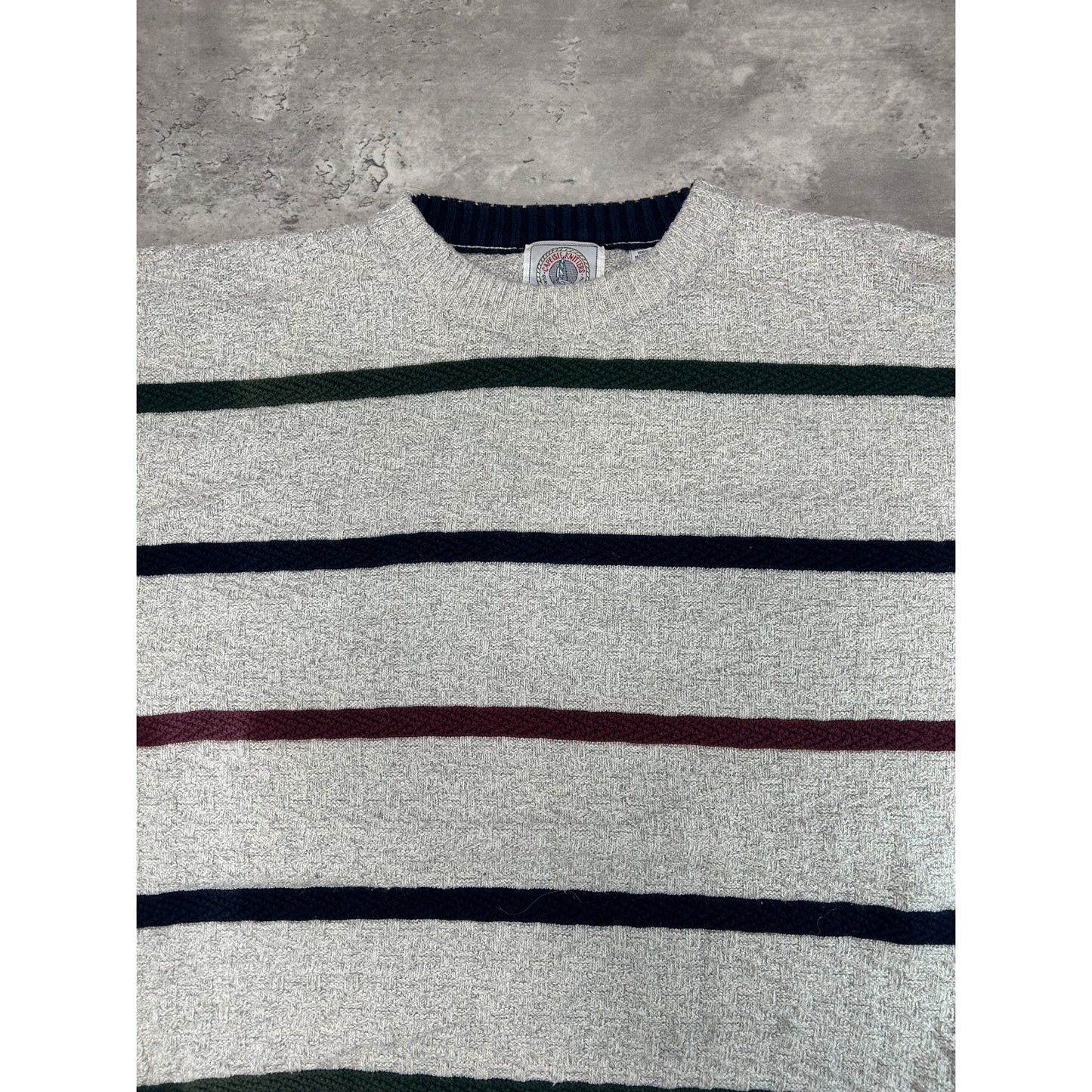 Vintage Cape Isle Knitters Striped Pullover Knit Sweater Size XL