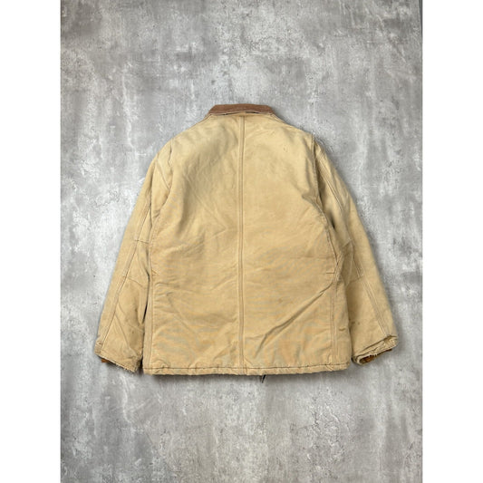 Vintage Carhartt Insulated Canvas Workwear Arctic Jacket Size 2XL Beige