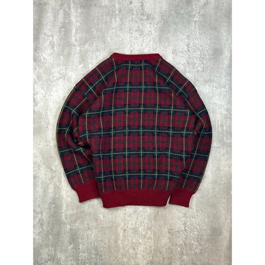 Vintage 90s Reed Hunter Plaid Print Ribbed Pullover Knit Sweater Size Large