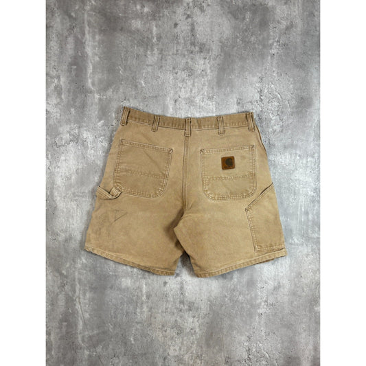 Vintage Carhartt Canvas Workwear Carpenter Shorts Size 36 Beige
