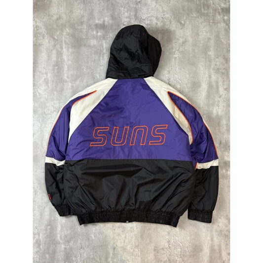 Vintage 90s Phoenix Suns NBA Insulated Full Zip Hooded Nylon Jacket Size XL