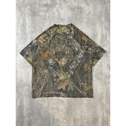 Vintage Mossy Oak Break Up Tree Camo Hunting Pocket T-Shirt Size XL