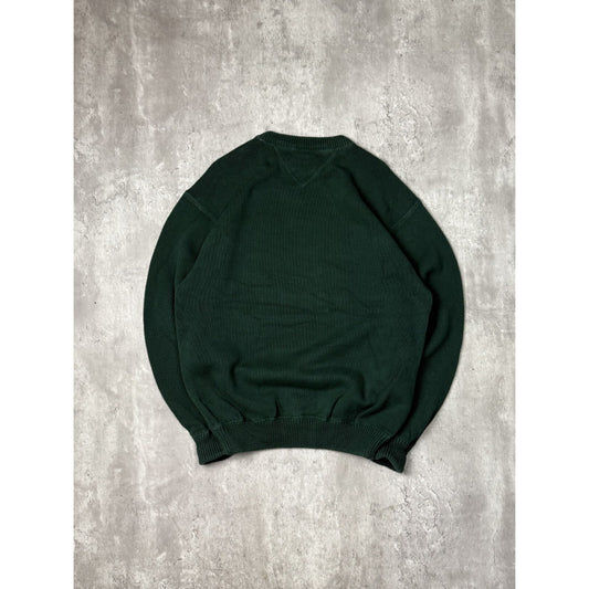 Vintage Tommy Hilfiger Embroidered Crest Pullover Sweater Size Large Green