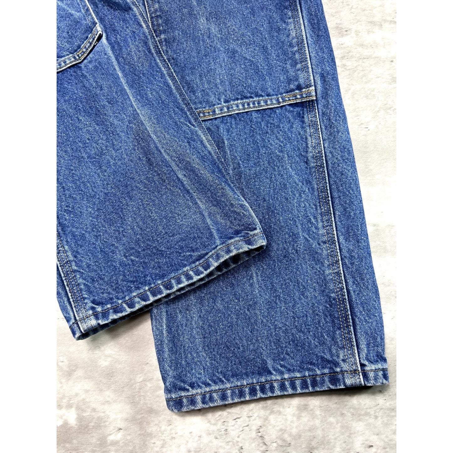 Vintage Carhartt Dark Wash Denim Work Wear Carpenter Double Knee Pants Size 30W