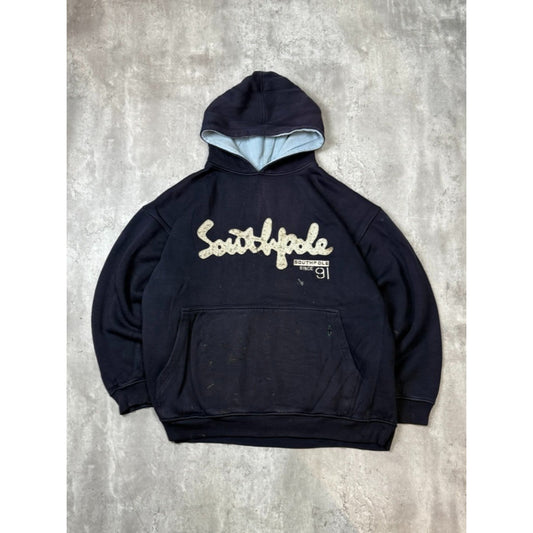 Vintage Y2K Southpole Embroidered Spellout Pullover Hooded Sweatshirt Size XL