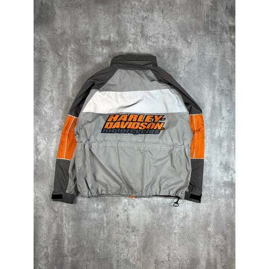 Vintage Y2K Harley Davidson Graphic Spellout Nylon Full Zip Jacket Size XL