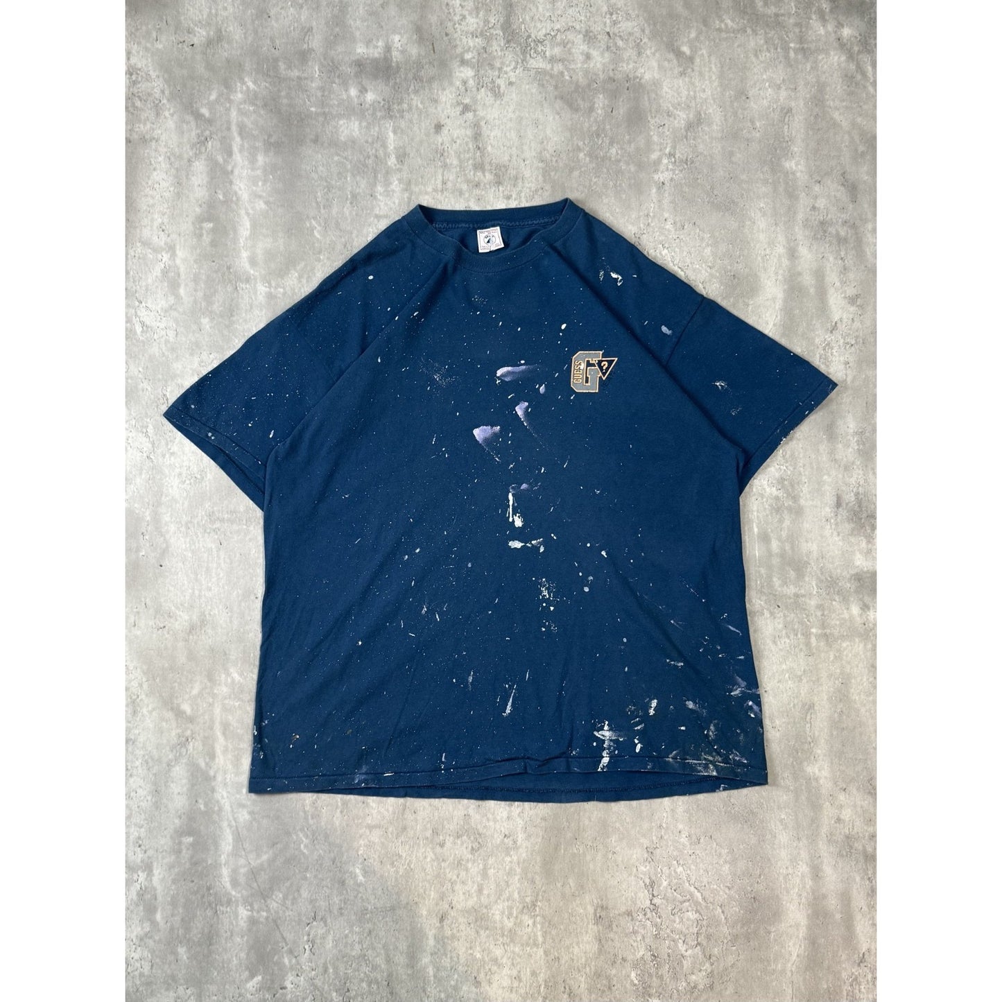 Vintage 90s Distressed Guess USA Graphic Logo T-Shirt Size 2XL Blue