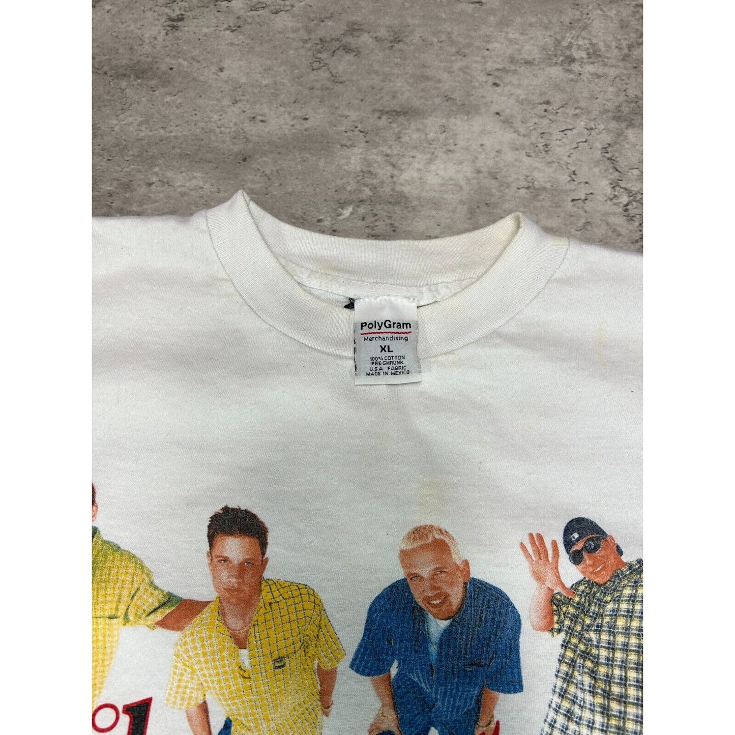 Vintage 1998 98 Degrees Heat It Up Pop Music Tour Graphic T-Shirt Size XL White