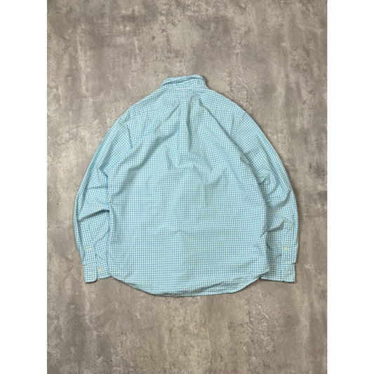 Polo Ralph Lauren Plaid Print Long Sleeve Button Up Shirt Size Large Blue/White