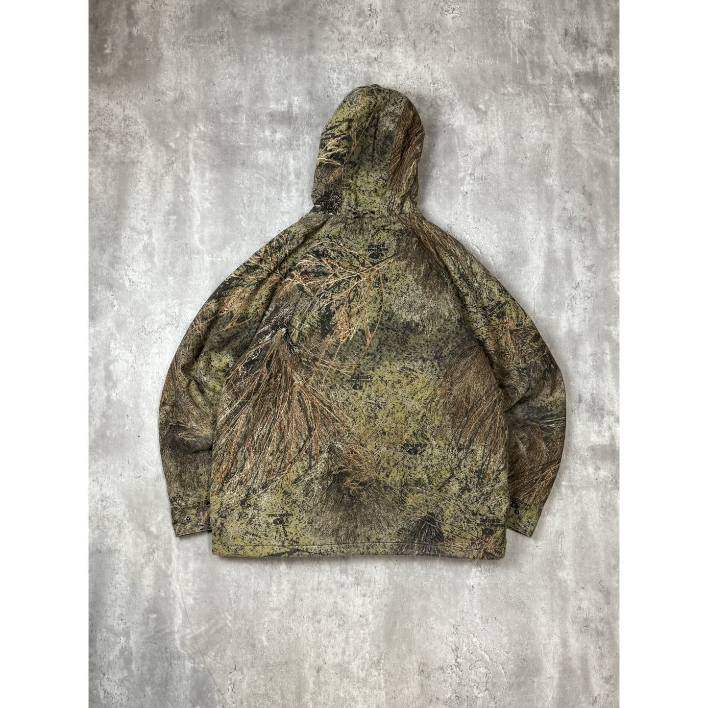 Vintage Mossy Oak Brush Tree Camo Full Zip Hooded Hunting Jacket Size Medium