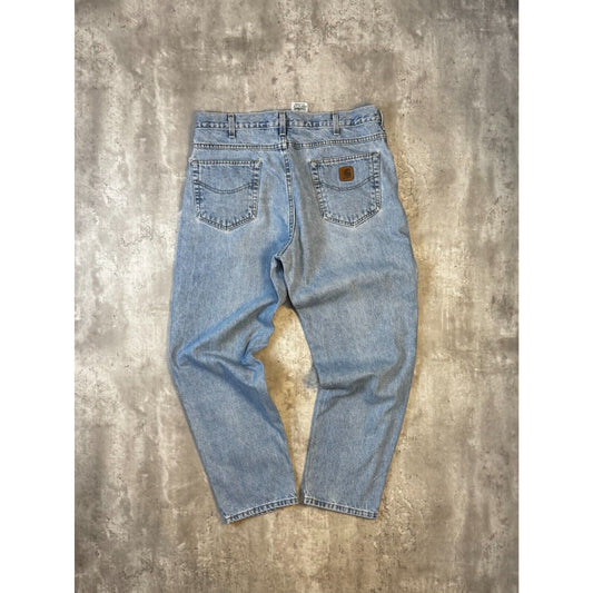 Vintage Carhartt Relaxed Fit Light Wash Denim Workwear Pants Size 37