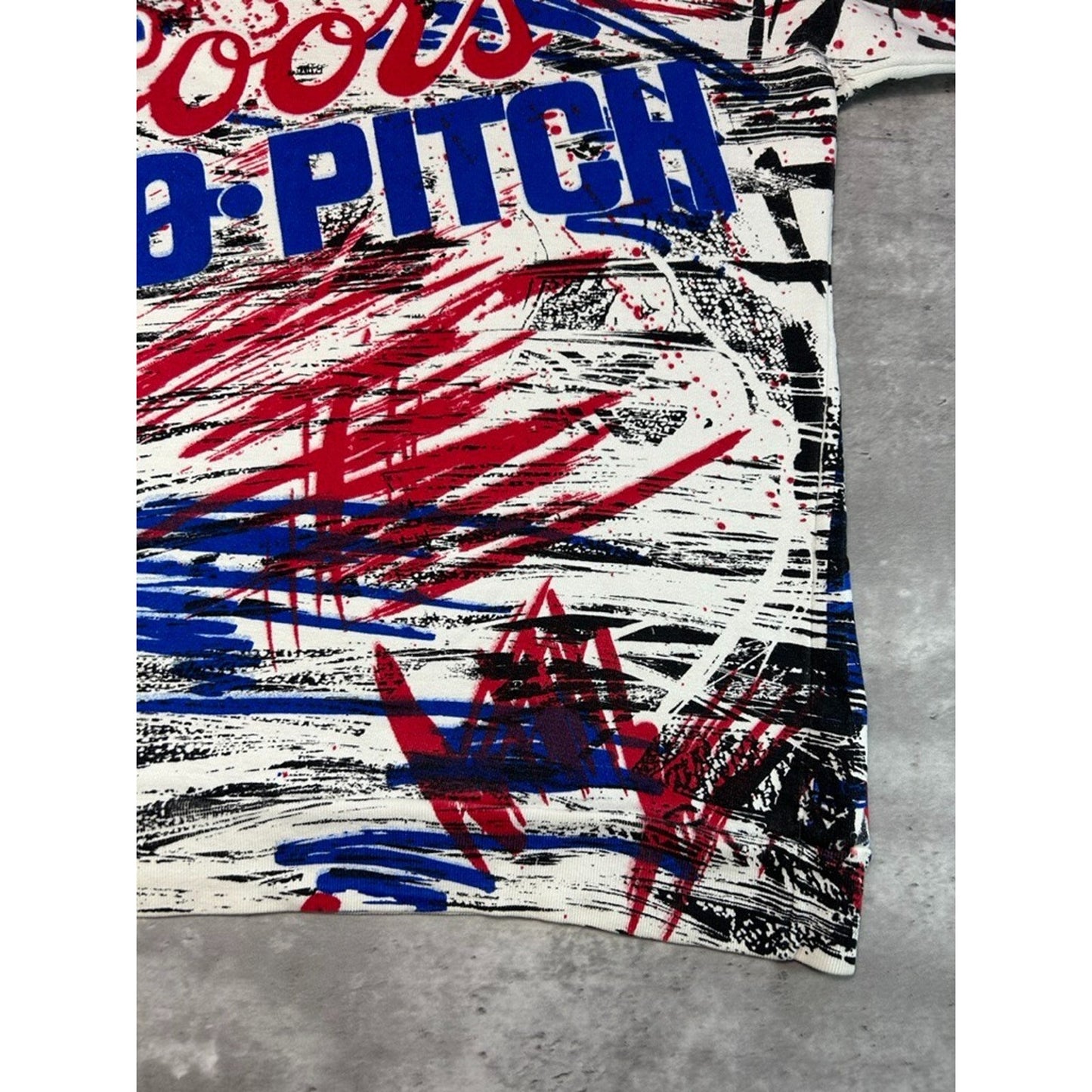 Vintage 90s Coors Slo-Pitch All Over Print Collared Pullover Sweatshirt Size Medium