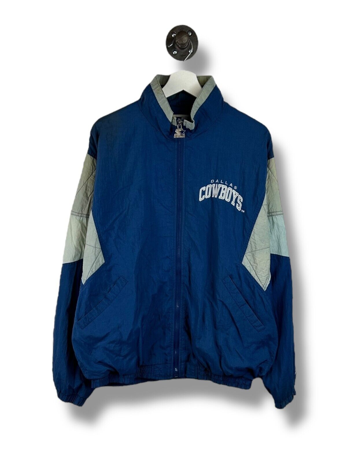 Vintage 90s Dallas Cowboys NFL Embroidered Nylon Starter Jacket Size Large