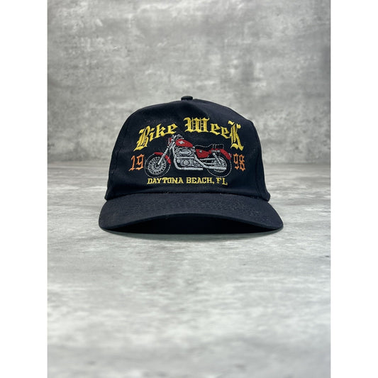 Vintage 1998 Bike Week Embroidered Motorcycles Spellout Snapback Hat OSFA