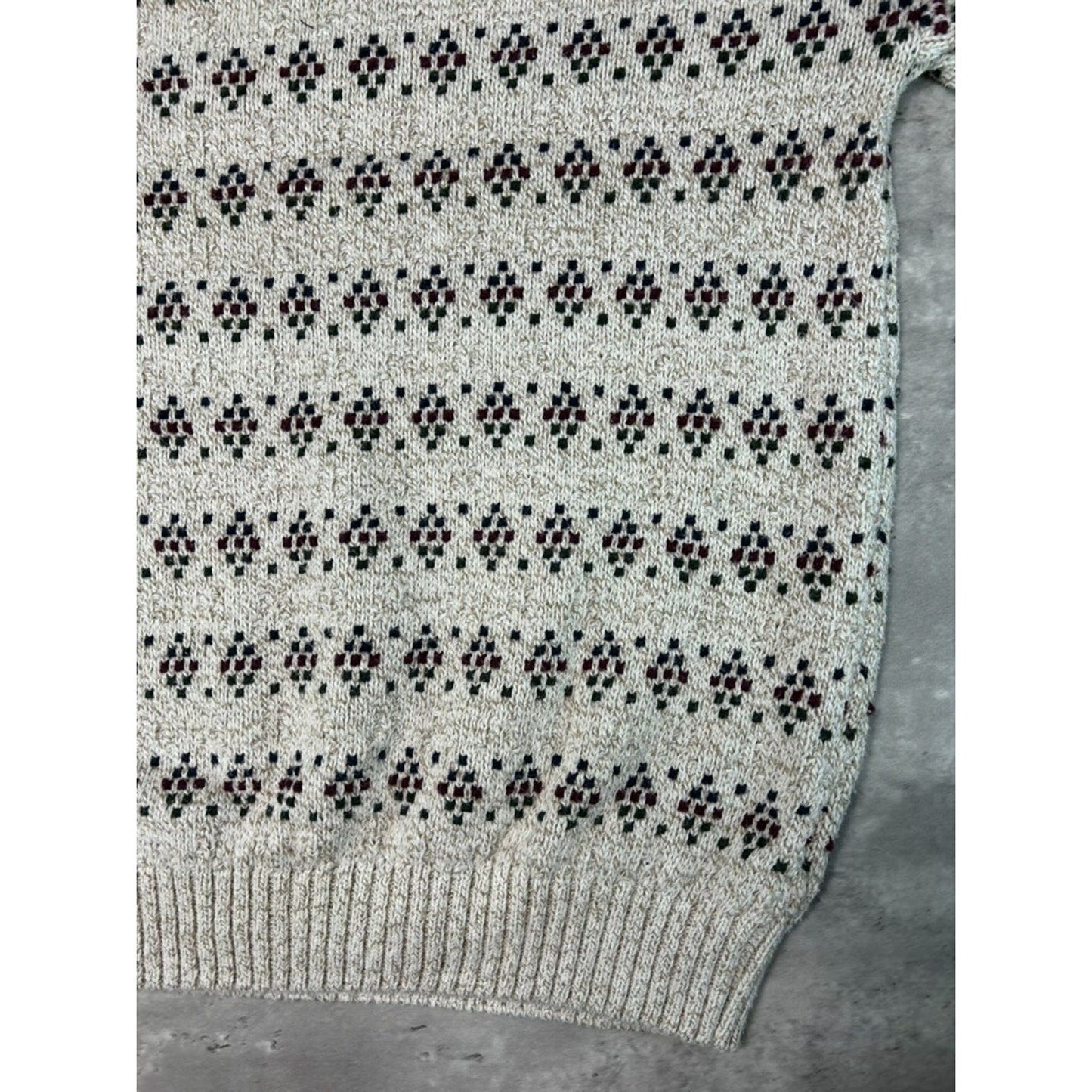Vintage Eddie Bauer Diamond Striped Print Pullover Knit Sweater Size XL