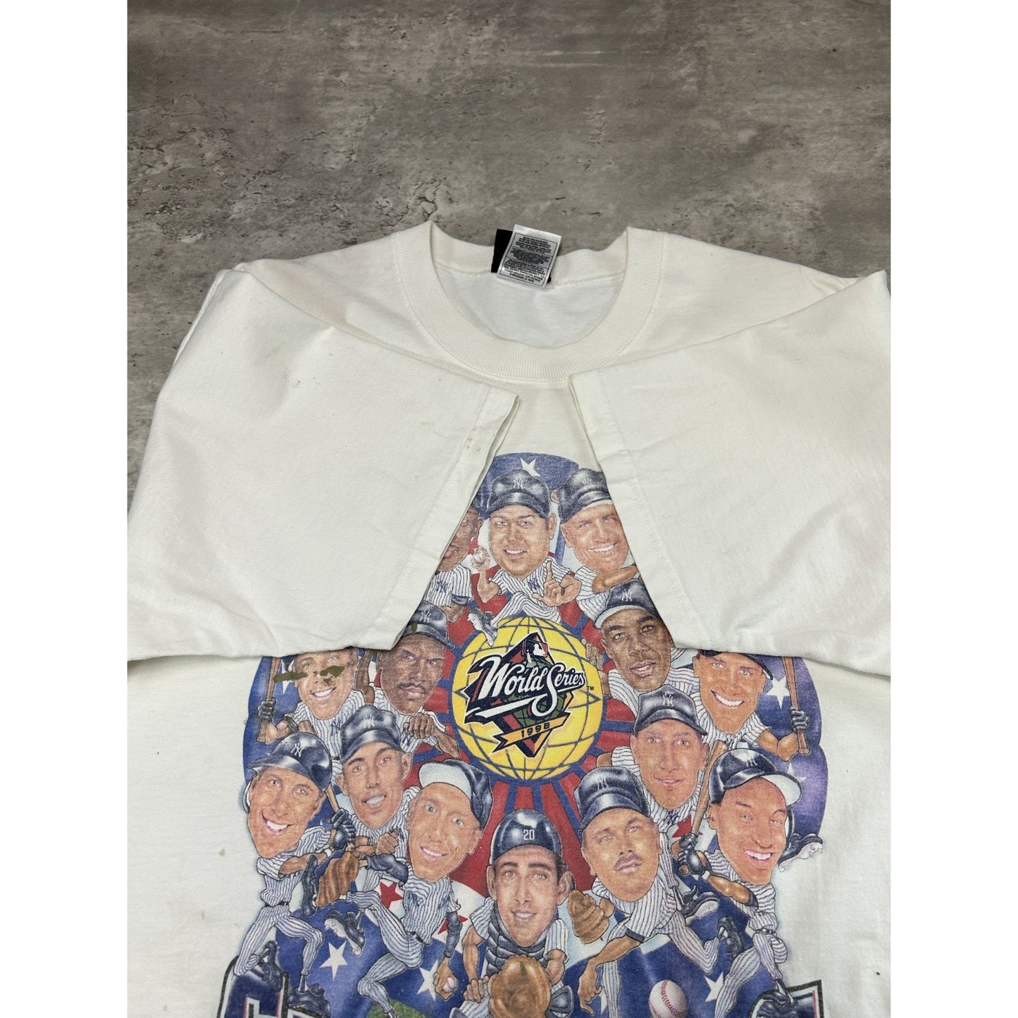 Vintage 1998 New York Yankees MLB World Series Champs Caricature T-Shirt Large
