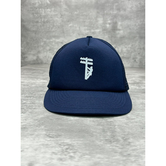 Vintage 80s/90s Telephone Pole Electrician Graphic Trucker Snapback Hat OSFA
