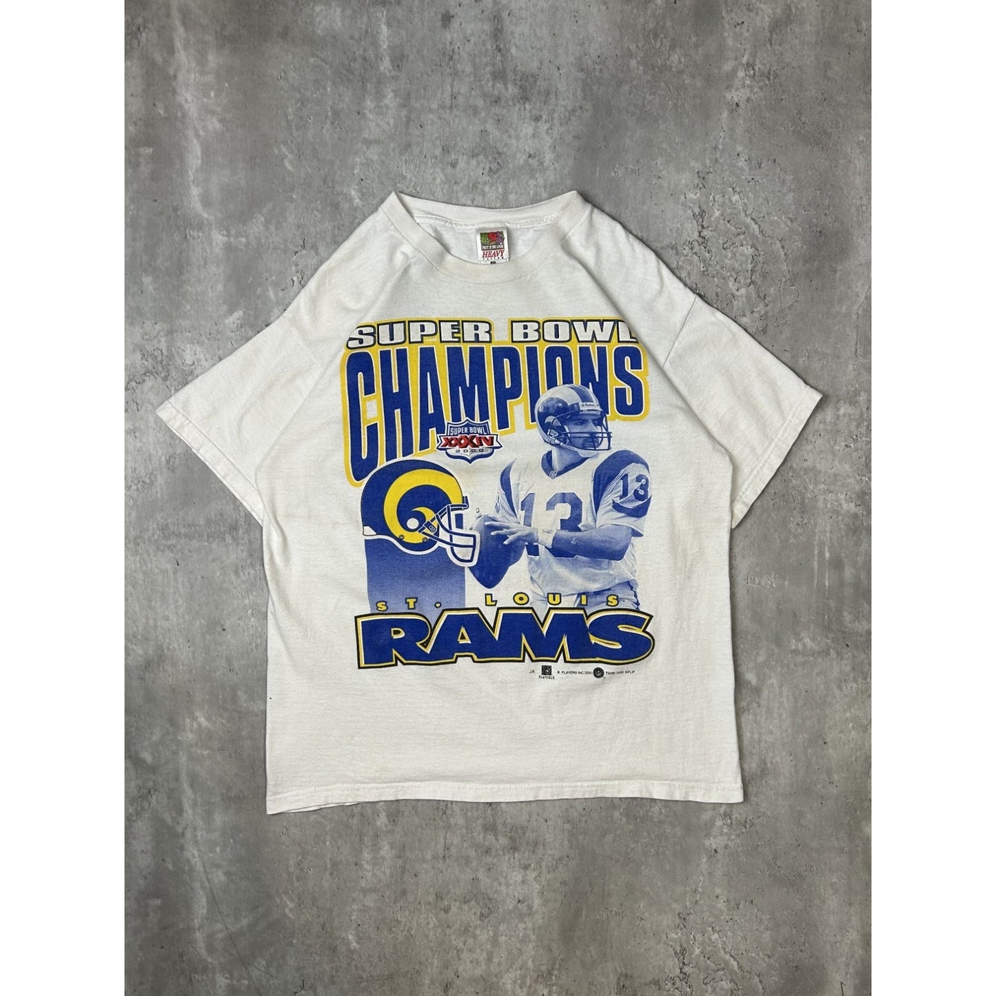 Vintage 2000 St Louis Rams NFL Super Bowl Champs T-Shirt Size Large White