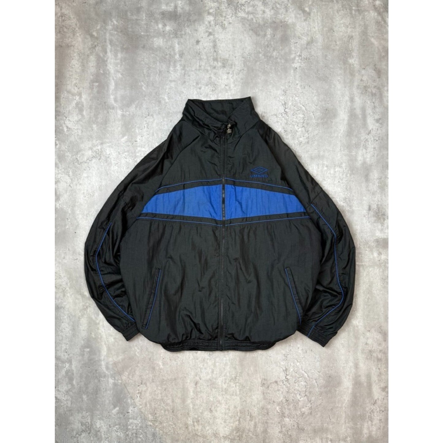 Vintage 90s Umbro Embroidered Logo Two Tone Nylon Windbreaker Jacket Size XL