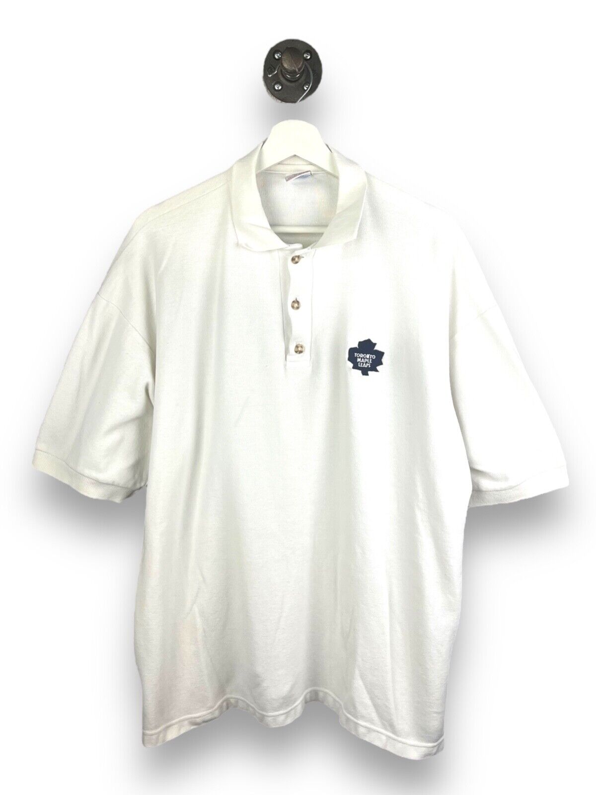 Vintage 90s Toronto Maple Leafs NHL Bulletin Athletic Polo Button Up Shirt Size XL