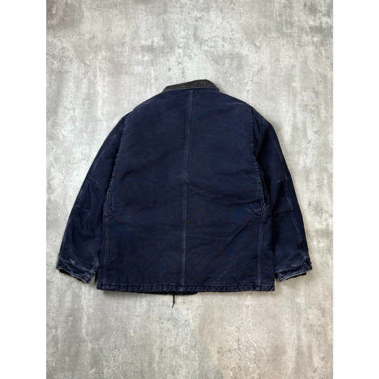 Vintage Carhartt Insulated Canvas Workwear Arctic Jacket Size Large Navy Blue