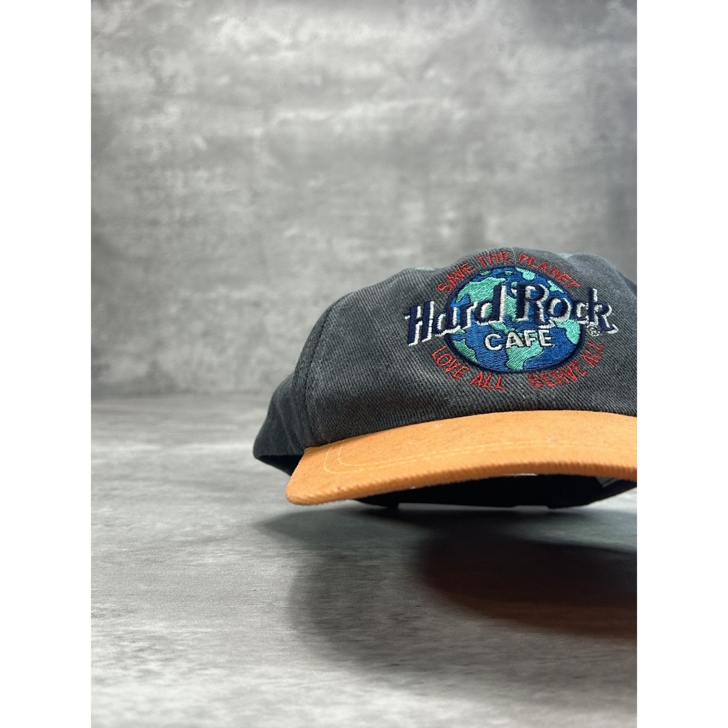 Vintage 90s Hard Rock Cafe Save The Planet Embroidered Snapback Hat OSFA