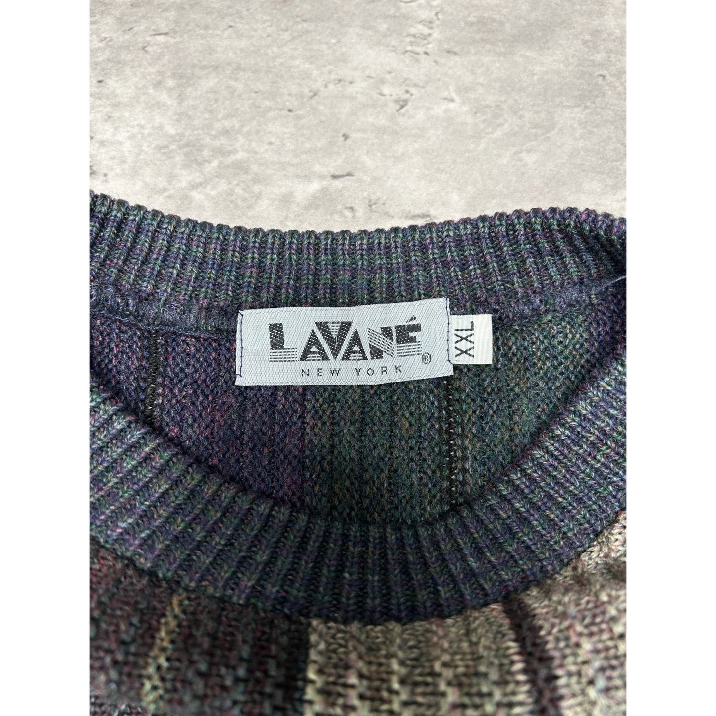 Vintage 80s/90s Abstract Striped Pullover Ribbed Knit Sweater Size 2XL