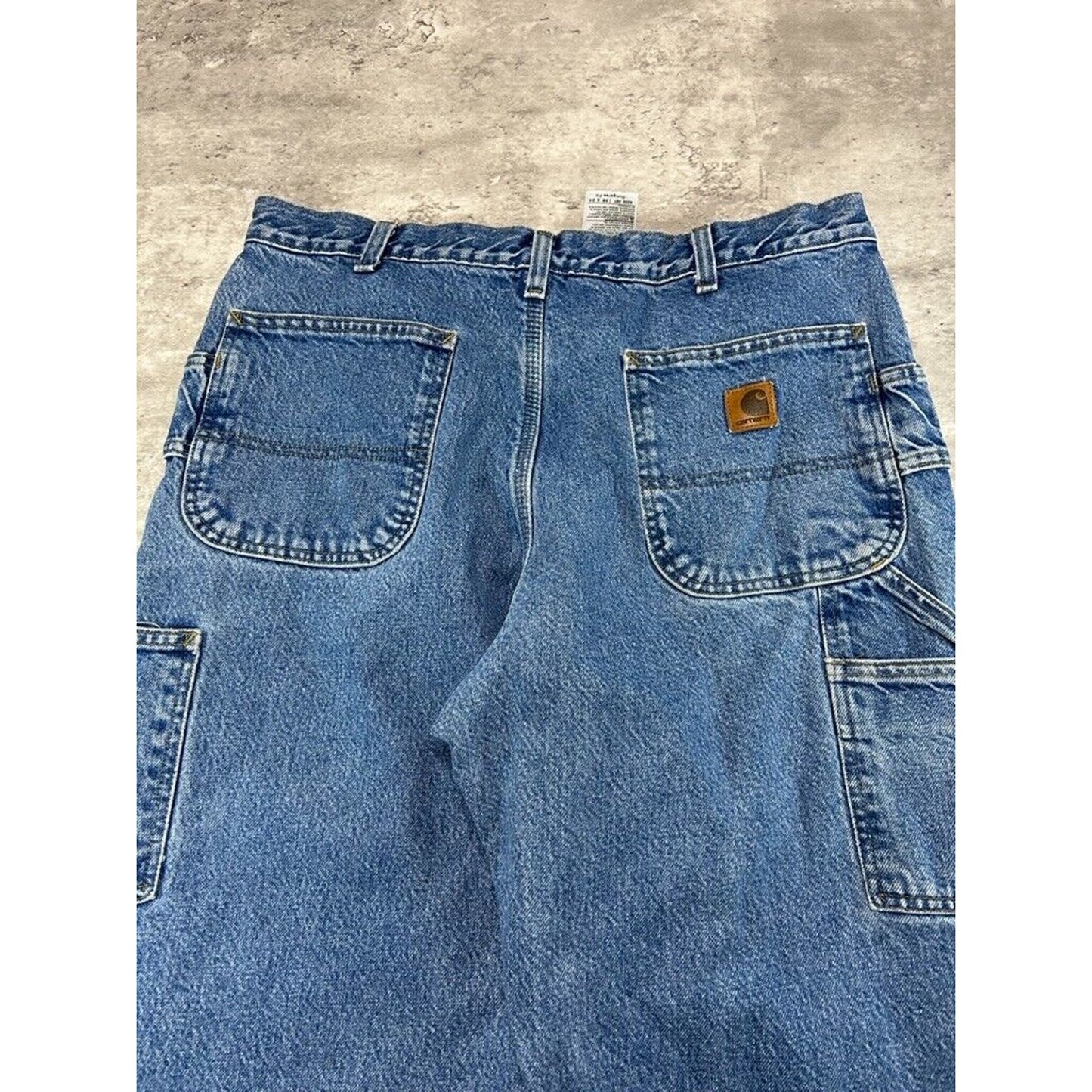 Vintage Carhartt Dungaree Fit Fleece Lined Denim Work Wear Carpenter Pants Size 36