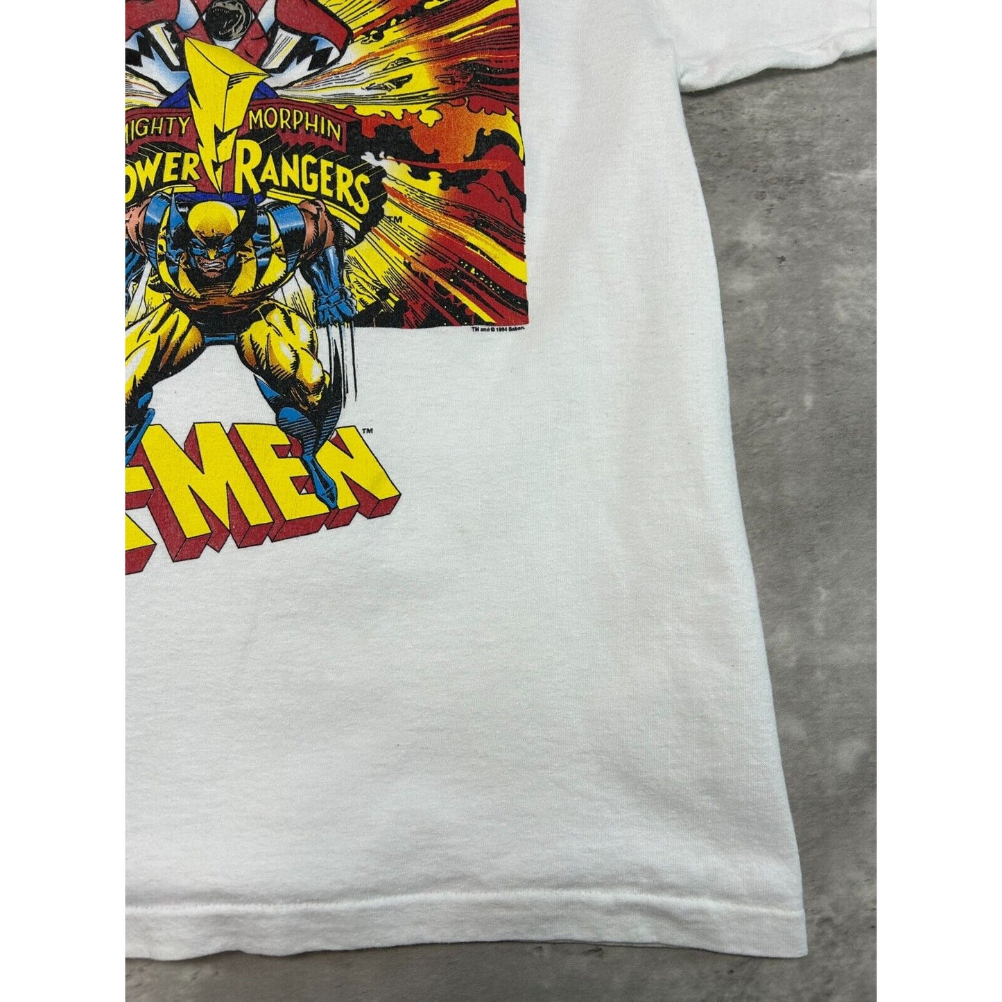 Vintage 1994 Marvel X-Men Power Rangers Superhero Graphic T-Shirt Size XS White