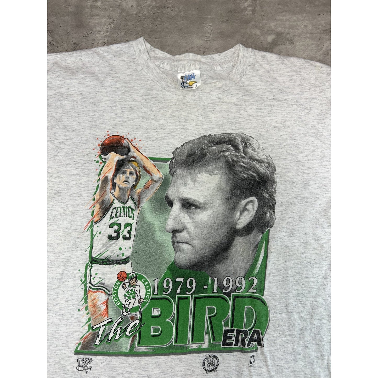 Vintage 1992 Larry Bird #33 Boston Celtics NBA Player Graphic T-Shirt Size XL