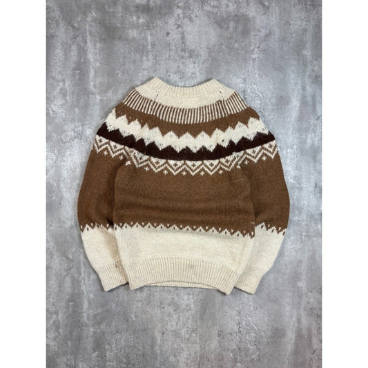 Vintage 1970s San Francisco Abstract Striped Heavyweight Knit Sweater Size Large