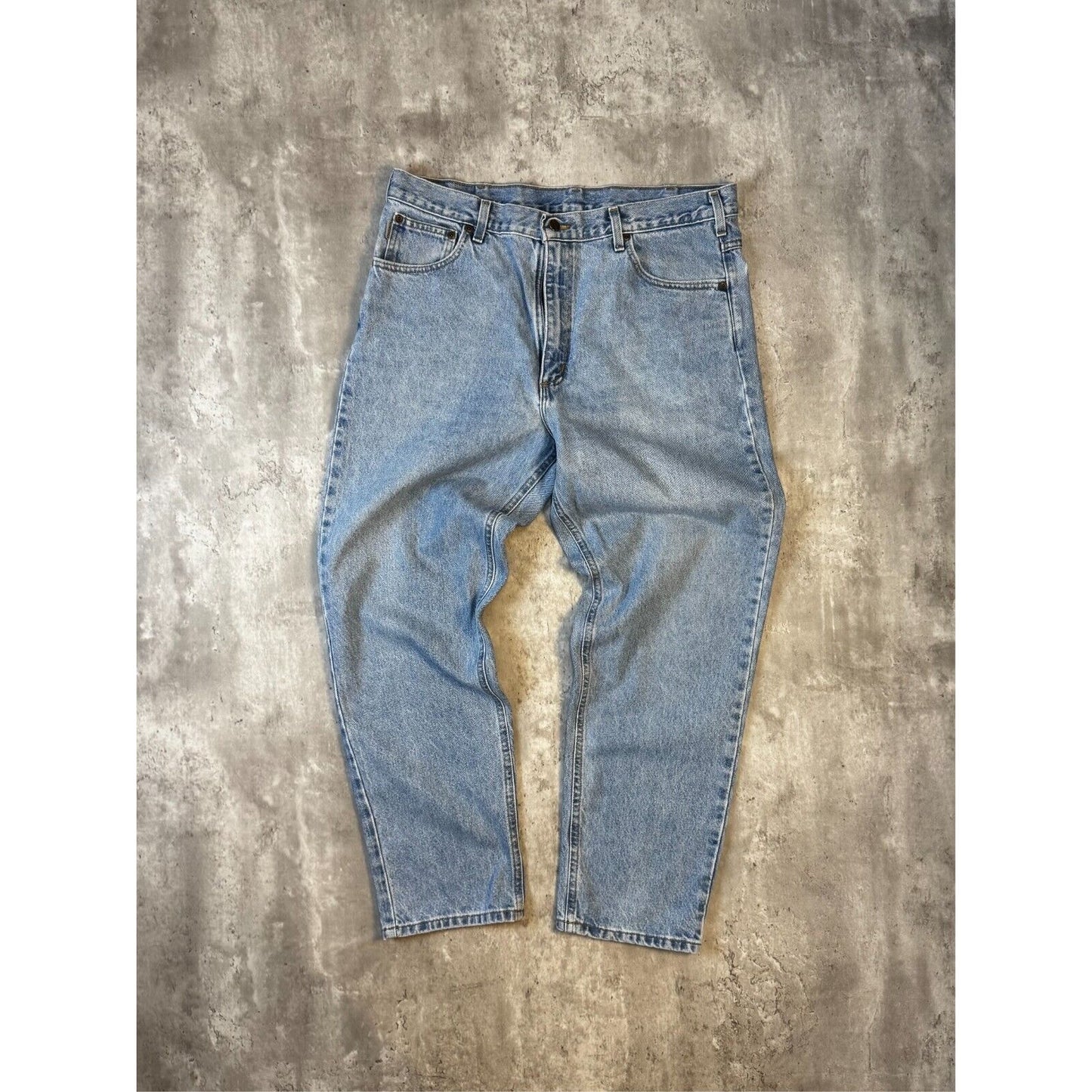 Vintage Carhartt Relaxed Fit Light Wash Denim Workwear Pants Size 37