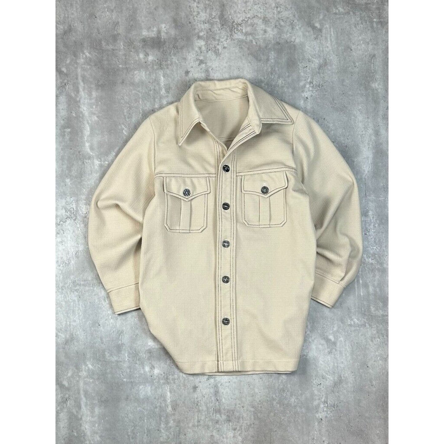 Vintage 1970s Cal Jac Button Up Jacket Contrast Stitch Jacket Size Medium