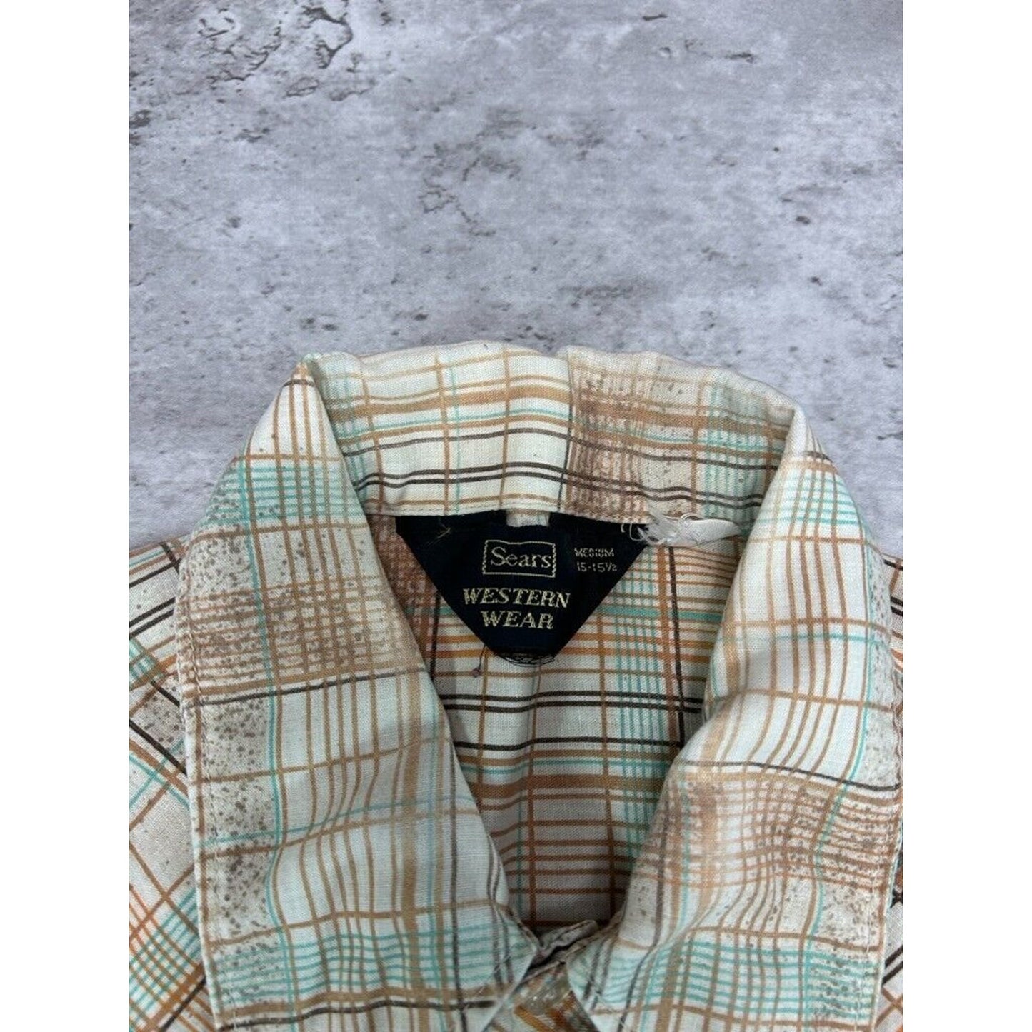 Vintage 1970s Sears Western Wear Pearl Snap Short Sleeve Button Up Shirt Medium
