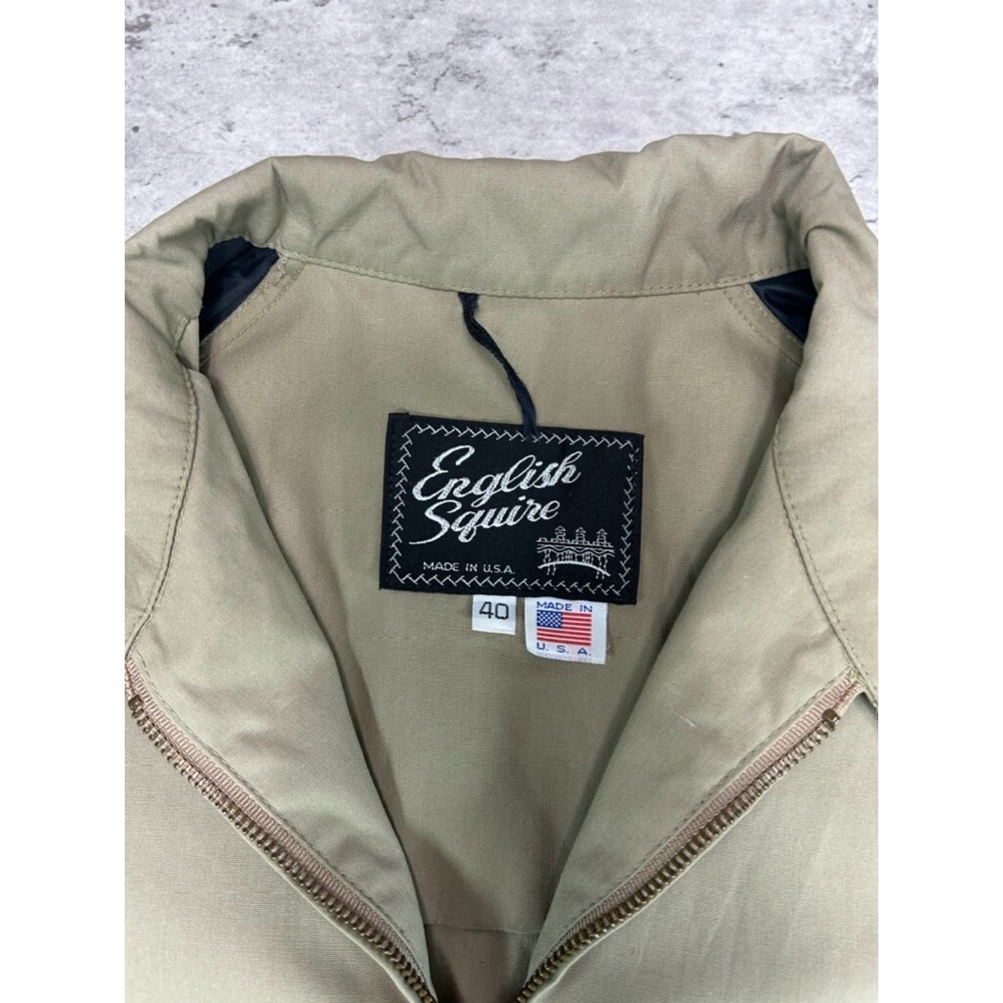 1970s English Squire Paint Splattered Full Zip Ricky Jacket Size Large Beige