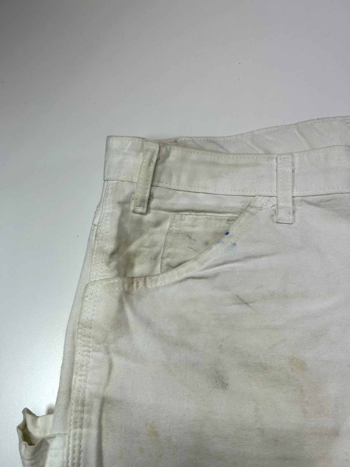 Vintage Dickies Canvas Workwear Carpenter Painters Pants Size 36 White