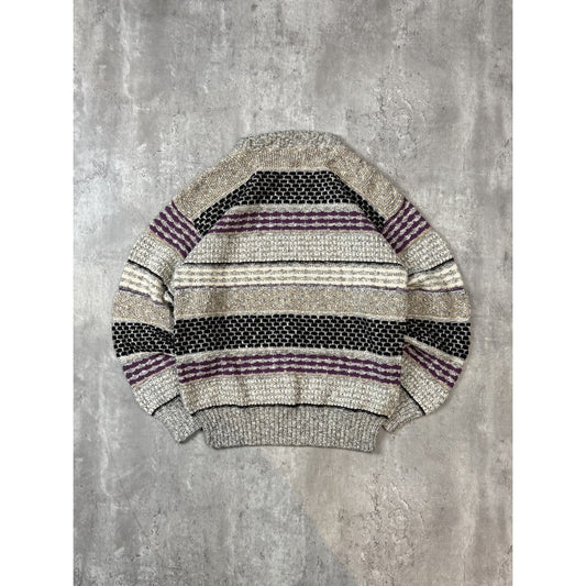 Vintage 90s Private Club Striped Pullover Ribbed Knit Sweater Size Large