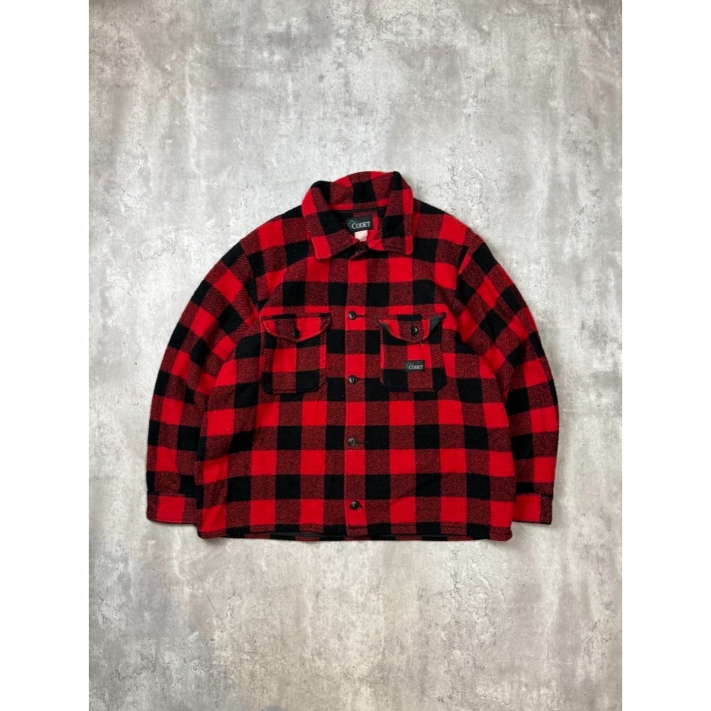 Vintage 80s/90s Codet Buffalo Plaid Heavy Flannel Jacket Size XL