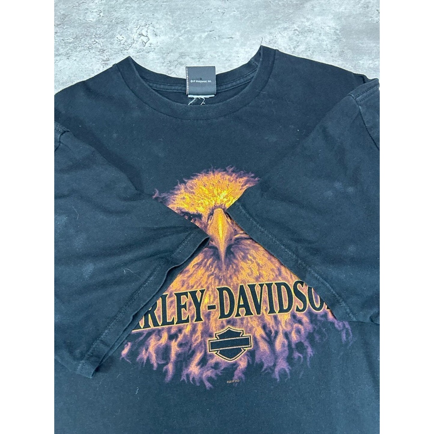 Harley Davidson Motorcycles Flaming Bald Eagle Graphic T-shirt Size XL Black
