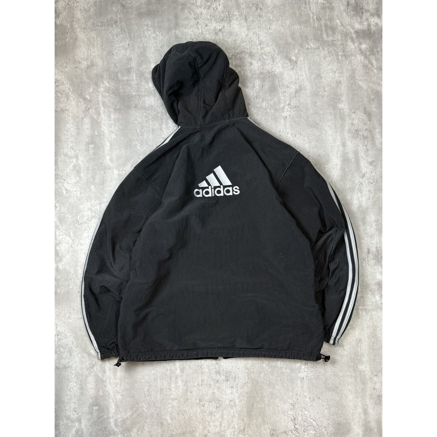 Vintage 90s Adidas Embroidered Logo Reversible Full Zip Hooded Jacket Size XL