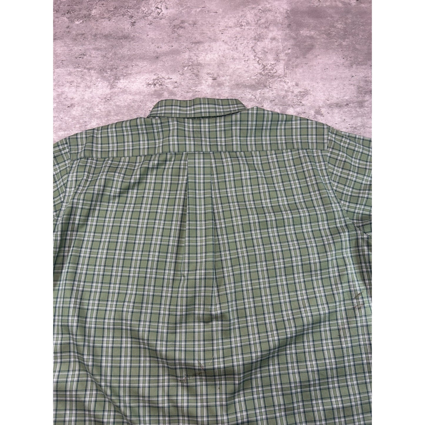 Vintage L.L. Bean Plaid Single Pocket Cropped Button Up Shirt Size Large Green