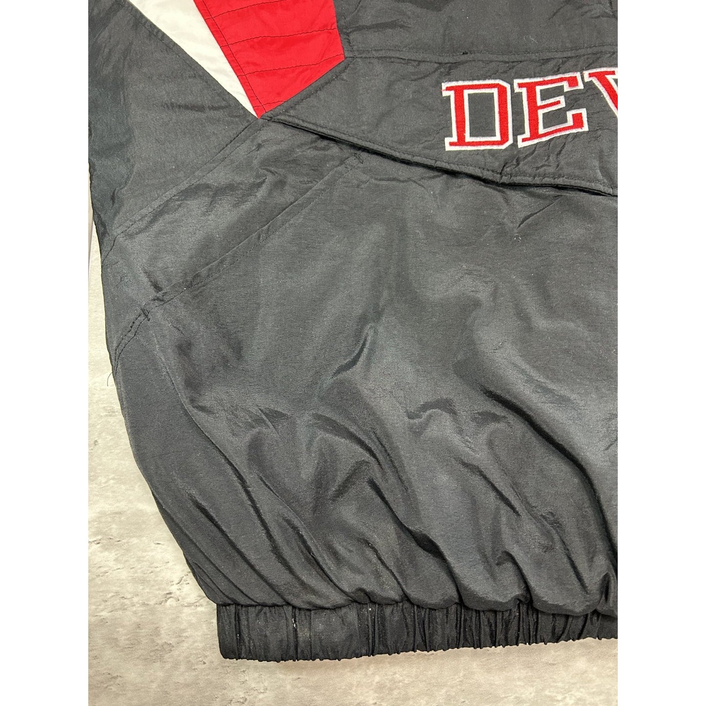 Vintage 90s New Jersey Devils NHL Starter 1/2 Pull Over Insulated Jacket Sz 2XL