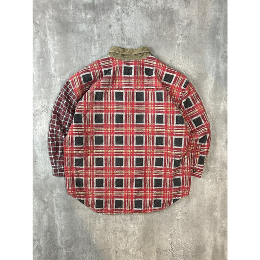 Vintage 90s Bugle Boy Wetlands Abstract Plaid Print Full Zip Jacket Size XL